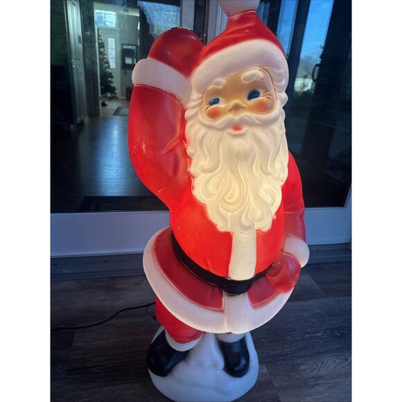 Blow Mold General Foam 41” Waving Santa w/ Red Gloves Christmas Made in USA - Picture 3 of 13